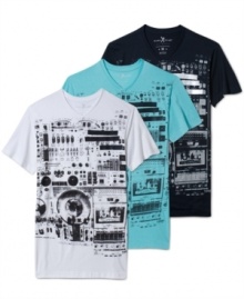 Rock out in this sweet audio print tee by Marc Ecko Cut & Sew. Rock out in this sweet audio print tee by Marc Ecko Cut & Sew.