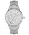 Mesmerizing with a swirling dial, this Betsey Johnson watch is a must-have everyday accessory.