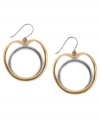 Luxurious loops for your new look. These two-tone hoop earrings by Lucky Brand feature a chic double circle design crafted in gold and silver tone mixed metal. Approximate drop: 1-1/4 inches.