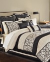 Martha Stewart Collection's Manuscript comforter set writes a stylish story with elegant loops and swirls inspired by ornate calligraphy. Matching accent pillows add a decorator's touch, while the serene palette of black and cream coordinates beautifully with modern and traditional rooms alike.