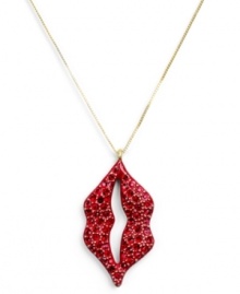 Sealed with a kiss. RACHEL Rachel Roy's long pendant necklace takes a playful, girly approach to glamour. Embellished with sparkling red glass accents, it's crafted in gold tone mixed metal. Approximate length: 45 inches. Approximate drop: 2-1/2 inches. Sealed with a kiss. RACHEL Rachel Roy's long pendant necklace takes a playful, girly approach to glamour. Embellished with sparkling red glass accents, it's crafted in gold tone mixed metal. Approximate length: 45 inches. Approximate drop: 2-1/2 inches.