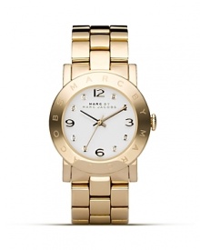Set the tone for you look with Marc by Marc Jacob's Amy gold watch, featuring a gorgeous polished steel band and a filigree etched face. Set the tone for you look with Marc by Marc Jacob's Amy gold watch, featuring a gorgeous polished steel band and a filigree etched face.