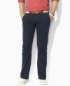 An elegant pant crafted from soft slub cotton is tailored in a five-pocket silhouette with a relaxed, straight leg.