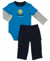 He'll warm grandma's heart in this adorable bodysuit and pull on pants set from Carter's.
