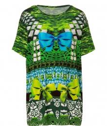 Work a fantastically feminine edge into your fashion-forward favorites with Mary Katrantzous graphic print knotted bow top, perfect for dressing up jet black separates - Rounded neckline, short sleeves, relaxed fit - Tuck into pencil skirts or harem pants for work, or go all out and mash-up graphic patterning with eye-catching printed skirts Work a fantastically feminine edge into your fashion-forward favorites with Mary Katrantzous graphic print knotted bow top, perfect for dressing up jet black separates - Rounded neckline, short sleeves, relaxed fit - Tuck into pencil skirts or harem pants for work, or go all out and mash-up graphic patterning with eye-catching printed skirts