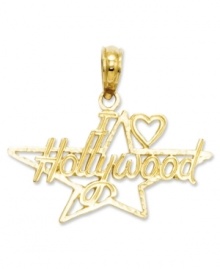 The perfect charm for the aspiring actress. This I heart Hollywood charm features an intricate, cut-out design and star shape. Crafted in 14k gold. Chain not included. Approximate length: 8/10 inch. Approximate width: 7/10 inch. The perfect charm for the aspiring actress. This I heart Hollywood charm features an intricate, cut-out design and star shape. Crafted in 14k gold. Chain not included. Approximate length: 8/10 inch. Approximate width: 7/10 inch.