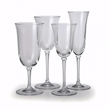 Simple, elegant, classic. Perfect for formal or casual entertaining. Shown from left to right: iced beverage, goblet, wine, flute. Simple, elegant, classic. Perfect for formal or casual entertaining. Shown from left to right: iced beverage, goblet, wine, flute.