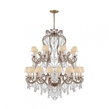 Glamour radiates from this dramatic Ralph Lauren chandelabra, featuring twenty four bulbs topped with petite silk shades and draped with dazzling crystals. Glamour radiates from this dramatic Ralph Lauren chandelabra, featuring twenty four bulbs topped with petite silk shades and draped with dazzling crystals.