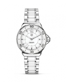 Polished ceramic and steel with deployment buckle. White dial with sapphire crystal, luminescent markers on faceted minute and hour hands. Date window at 3 o'clock. Polished ceramic and steel with deployment buckle. White dial with sapphire crystal, luminescent markers on faceted minute and hour hands. Date window at 3 o'clock.