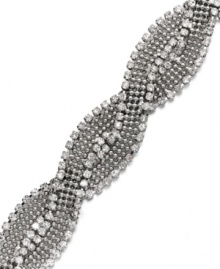 Wrap it up in sparkling style. Alfani bracelet features braided round-cut crystals set in silver tone mixed metal. Approximate length: 7-1/2 inches. Wrap it up in sparkling style. Alfani bracelet features braided round-cut crystals set in silver tone mixed metal. Approximate length: 7-1/2 inches.