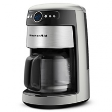 With practically everything you could ever want in a coffee maker, the KitchenAid 14-cup glass carafe with drip-less spout, is a worry-free machine. Easy-access brew basket door with flat bottom brew basket and shower head design. Time since brewed feature for the freshest cup around. With practically everything you could ever want in a coffee maker, the KitchenAid 14-cup glass carafe with drip-less spout, is a worry-free machine. Easy-access brew basket door with flat bottom brew basket and shower head design. Time since brewed feature for the freshest cup around.
