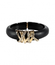 Perfect for wearing alone as a statement, Alexis Bittars modern crystal encrusted ribbon bracelet lends a contemporary chic twist to any outfit - Mirrored gold-toned metal, silver crystal embellishment, black lucite - Hinged back - Team with cashmere pullovers and leather leggings, or wear as a dressy polish to Little Black Dresses Perfect for wearing alone as a statement, Alexis Bittars modern crystal encrusted ribbon bracelet lends a contemporary chic twist to any outfit - Mirrored gold-toned metal, silver crystal embellishment, black lucite - Hinged back - Team with cashmere pullovers and leather leggings, or wear as a dressy polish to Little Black Dresses