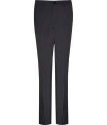 Add luxe appeal to your workweek look with these stylish striped pants from Etro - Flat front, belt loops, slim fit, off-seam pockets, back buttoned welt pockets  - Pair with a matching blazer, a patterned button down, and oxfords