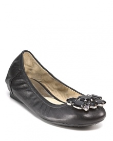 Glittering rhinestones front these flexible leather flats from MICHAEL Michael Kors. Pair with cuffed denim for sparkling Saturday style. Glittering rhinestones front these flexible leather flats from MICHAEL Michael Kors. Pair with cuffed denim for sparkling Saturday style.