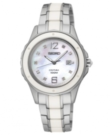 Lend some sophisticated sparkle to a classic look with this diamond-accented Coutura watch from Seiko. Lend some sophisticated sparkle to a classic look with this diamond-accented Coutura watch from Seiko.