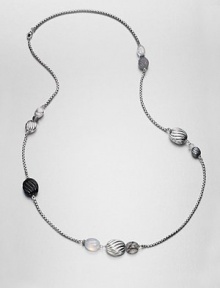 From the Carved Cable Collection. An elegant blend of grey chalcedony, black onyx, howlite, moon quartz, hematite and sterling silver bead stations on a box link chain. Grey chalcedony, black onyx, howlite, moon quartz and hematiteSterling silverLength, about 40Lobster clasp closureImported From the Carved Cable Collection. An elegant blend of grey chalcedony, black onyx, howlite, moon quartz, hematite and sterling silver bead stations on a box link chain. Grey chalcedony, black onyx, howlite, moon quartz and hematiteSterling silverLength, about 40Lobster clasp closureImported