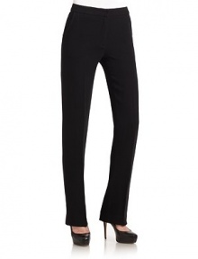 THE LOOKNarrow waistband with hook-and-eye closureFront zipperDual front pocketsTapered legTHE FITRise, about 10Inseam, about 35THE MATERIAL60% viscose/40% woolCARE & ORIGINDry cleanImportedModel shown is 5'10 (177cm) wearing US size 4. 