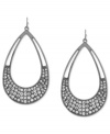 Shine at any occasion. Jessica Simpson's teardrop earrings, crafted from silver-tone mixed metal, are adorned with glistening crystal pave accents for a look that's truly radiant. Approximate drop: 2-3/4 inches.