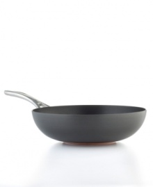 Bring the power of copper to breakfast, lunch, dinner and beyond! The Anolon Nouvelle nonstick stir fry delivers expert-grade results with layer upon layer of premium cooking material: ultra-reactive copper is encapsulated by two layers of aluminum and finished with an impact-bonded stainless steel cap. Limited lifetime warranty. Bring the power of copper to breakfast, lunch, dinner and beyond! The Anolon Nouvelle nonstick stir fry delivers expert-grade results with layer upon layer of premium cooking material: ultra-reactive copper is encapsulated by two layers of aluminum and finished with an impact-bonded stainless steel cap. Limited lifetime warranty.