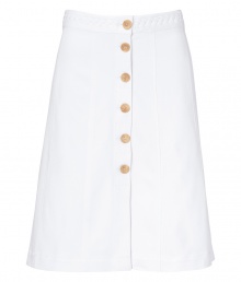 Bring 1970s style to your day look with this lovely A-line skirt from LAgence - Braided waistband, A-line silhouette, front button detail - Wear with a pattered blouse, platform sandals, and a fringed shoulder bag Bring 1970s style to your day look with this lovely A-line skirt from LAgence - Braided waistband, A-line silhouette, front button detail - Wear with a pattered blouse, platform sandals, and a fringed shoulder bag