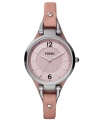 A darling leather timepiece with a touch of ladylike color, by Fossil.