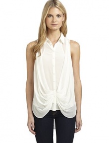 THE LOOKSemi-sheer silk chiffon constructionShirt collarButton closureGentle draping, frontTHE FITAbout 28 from shoulder to hemTHE MATERIALSilkCARE & ORIGINDry cleanImportedModel shown is 5'9 (175cm) wearing US size Small. THE LOOKSemi-sheer silk chiffon constructionShirt collarButton closureGentle draping, frontTHE FITAbout 28 from shoulder to hemTHE MATERIALSilkCARE & ORIGINDry cleanImportedModel shown is 5'9 (175cm) wearing US size Small.