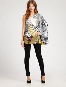 Fluid matte jersey cascades over one shoulder in a vibrant butterfly print.Asymmetric necklineSingle open sleeveDraped bodiceAbout 28 from shoulder to hemRayonDry cleanMade in USA of Italian fabricModel shown is 5'8½ (174cm) wearing US size Small. Fluid matte jersey cascades over one shoulder in a vibrant butterfly print.Asymmetric necklineSingle open sleeveDraped bodiceAbout 28 from shoulder to hemRayonDry cleanMade in USA of Italian fabricModel shown is 5'8½ (174cm) wearing US size Small.
