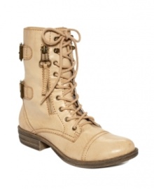 Buckle down: The Tanc booties by American Rag move at their own pace with tough, menswear-inspired details and bold attitude. Buckle down: The Tanc booties by American Rag move at their own pace with tough, menswear-inspired details and bold attitude.