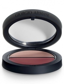 Giorgio Armani Beauty presents two new blending blush palettes in two shades: coral/mocha or rosewood/raspberry. Following the Giorgio Armani Beauty heritage in blending and layering, our renowned Micro-fil™ cream texture allows the blending blush duos to morph into fluid color on contact with the skin. The result is soft, flushed color and subtle highlighting that sculpts the face. Giorgio Armani Beauty presents two new blending blush palettes in two shades: coral/mocha or rosewood/raspberry. Following the Giorgio Armani Beauty heritage in blending and layering, our renowned Micro-fil™ cream texture allows the blending blush duos to morph into fluid color on contact with the skin. The result is soft, flushed color and subtle highlighting that sculpts the face.