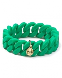 Give your accessory collection an industrial overhaul with MARC BY MARC JACOBS' rubber turnlock bracelet. In a vivid shade, the logo-stamped style enlivens daily looks with ease. Give your accessory collection an industrial overhaul with MARC BY MARC JACOBS' rubber turnlock bracelet. In a vivid shade, the logo-stamped style enlivens daily looks with ease.