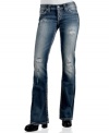 Gritty rips and intense fading lend perfectly worn-in style to Silver Jeans' Pioneer bootcut denim.