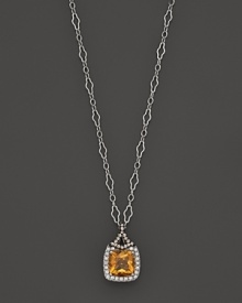 Badgley Mischka Citrine Pendant Necklace With White And Brown Diamonds, 18 Badgley Mischka Citrine Pendant Necklace With White And Brown Diamonds, 18