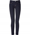 Detailed with just the right amount of stretch for an ultra flattering fit, True Religions dark wash Halle Lonestar skinny jeans are essential for casual cool looks - Classic five-pocket style, button closure, belt loops - Team with chunky knits and ankle boots, or dress up with breezy silk tops and heels