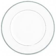 Encircled by scallops and cascading platinum dots, Dentelle brings to mind the exquisitely finished hems of Moniques couture bridal gowns. An accent plate with a full border in soft pearlescent gray casts a subtle shimmer. The refined border design, together with its modern color palette and finish, make this pattern as versatile as it is beautiful. Encircled by scallops and cascading platinum dots, Dentelle brings to mind the exquisitely finished hems of Moniques couture bridal gowns. An accent plate with a full border in soft pearlescent gray casts a subtle shimmer. The refined border design, together with its modern color palette and finish, make this pattern as versatile as it is beautiful.