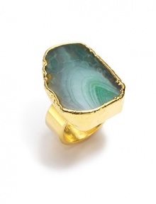 THE LOOKAbstract silhouetteGreen fire agate detail14k goldplated settingTHE MEASUREMENTLength, about 1ORIGINMade in USA THE LOOKAbstract silhouetteGreen fire agate detail14k goldplated settingTHE MEASUREMENTLength, about 1ORIGINMade in USA