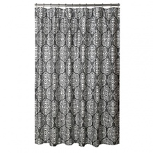 This shower curtain is fashioned with a geometric pattern in soothing hues. This shower curtain is fashioned with a geometric pattern in soothing hues.