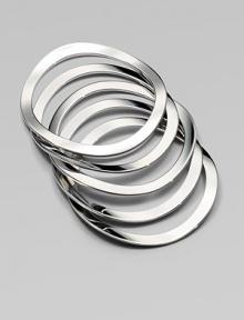 Narrow, rounded square bangles make a sleek and versatile piece that's perfect for stacking. BrassDiameter, about 2½Slip-on styleImported Narrow, rounded square bangles make a sleek and versatile piece that's perfect for stacking. BrassDiameter, about 2½Slip-on styleImported