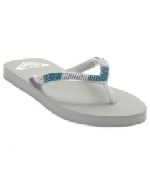Get ready to dance. Colorful beading detail on the Conga thong sandals by Roxy is sure to get you moving. Get ready to dance. Colorful beading detail on the Conga thong sandals by Roxy is sure to get you moving.