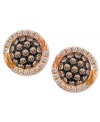 Pave-set perfection. Le Vian's shimmering stud earrings combine round-cut chocolate diamonds (1/3 ct. t.w.) with white diamond edges (1/10 ct. t.w.) in a pretty oval shape. Set in 14k rose gold. Approximate diameter: 1/4 inch.