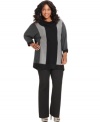 Fend off the cold with Elementz' three-quarter-sleeve plus size sweater, featuring a colorblocked design.