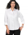 Plus size fashion that's timeless. This classic cotton shirt from Jones New York Signature's collection of plus size clothes is a true basic you'll wear again and again.