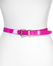 No well-heeled wardrobe is complete without a skinny belt, and this patent leather style from MICHAEL Michael Kors packs added polish. No well-heeled wardrobe is complete without a skinny belt, and this patent leather style from MICHAEL Michael Kors packs added polish.