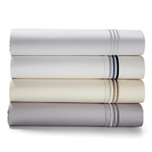 HUGO BOSS finishes this hotel-ready flat sheet with a trio of embroidered bands for a classic masculine vibe that she'll find appealing too. HUGO BOSS finishes this hotel-ready flat sheet with a trio of embroidered bands for a classic masculine vibe that she'll find appealing too.