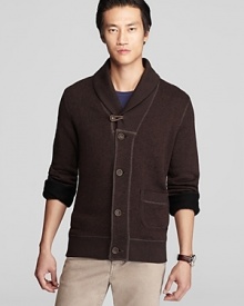 Crafted in cotton so it's easy to wear, this BOSS Orange cardigan takes a modern approach to a classic shawl collar silhouette and outfits it with contrast seams and cool buttons for deft designer touches. Crafted in cotton so it's easy to wear, this BOSS Orange cardigan takes a modern approach to a classic shawl collar silhouette and outfits it with contrast seams and cool buttons for deft designer touches.