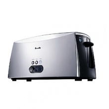 Housed in premium brushed stainless steel, this sleek four-slice toaster has extra-wide and deep self-centering toasting slots. The unique lift-and-look feature allows for lifting the toast lever anytime to monitor toasting without interrupting the cooking cycle. Toast Ready sound alert and LCD display with toasting progress indicator. Reheat and defrost settings. Electronic browning control dial. Removable crumb tray, and handy cord storage in the base to help keep countertops tidy. Housed in premium brushed stainless steel, this sleek four-slice toaster has extra-wide and deep self-centering toasting slots. The unique lift-and-look feature allows for lifting the toast lever anytime to monitor toasting without interrupting the cooking cycle. Toast Ready sound alert and LCD display with toasting progress indicator. Reheat and defrost settings. Electronic browning control dial. Removable crumb tray, and handy cord storage in the base to help keep countertops tidy.