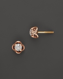 Diamonds sparkle in 14K. rose gold settings. Diamonds sparkle in 14K. rose gold settings.