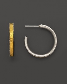 Sterling silver frames bold gold hoops. By Gurhan.