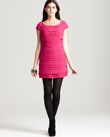Delight in this frilly French Connection dress, teeming with tiers of ruffles for a playful party look. Create a more sophisticated finish by balancing the pink style with glossy black accents and sleek pumps. Delight in this frilly French Connection dress, teeming with tiers of ruffles for a playful party look. Create a more sophisticated finish by balancing the pink style with glossy black accents and sleek pumps.