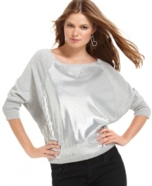 A combination of a baseball tee and super-glam sequins, JJ Basics' sweater is anything but boring! A combination of a baseball tee and super-glam sequins, JJ Basics' sweater is anything but boring!