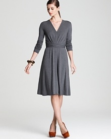 Cut with the ease of your favorite tee, this DKNY dress upgrades an oh-so-soft silhouette with feminine detailing and a sophisticated palette. Cut with the ease of your favorite tee, this DKNY dress upgrades an oh-so-soft silhouette with feminine detailing and a sophisticated palette.